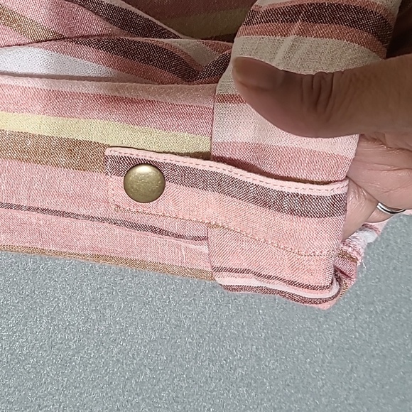 CATO Women's Pink Striped Front Zip Thin Jacket -Size Large - Picture 6 of 15